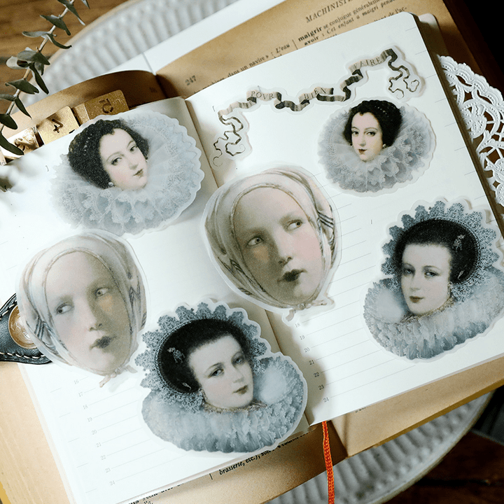 Medieval Classic Copperplate Journal Stickers—Character, architecture, airplane, knight - Desk Cosmos