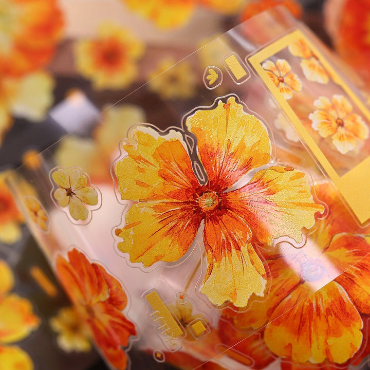 Vintage Yellow - Orange Floral Die - cut Tape - Desk Cosmos