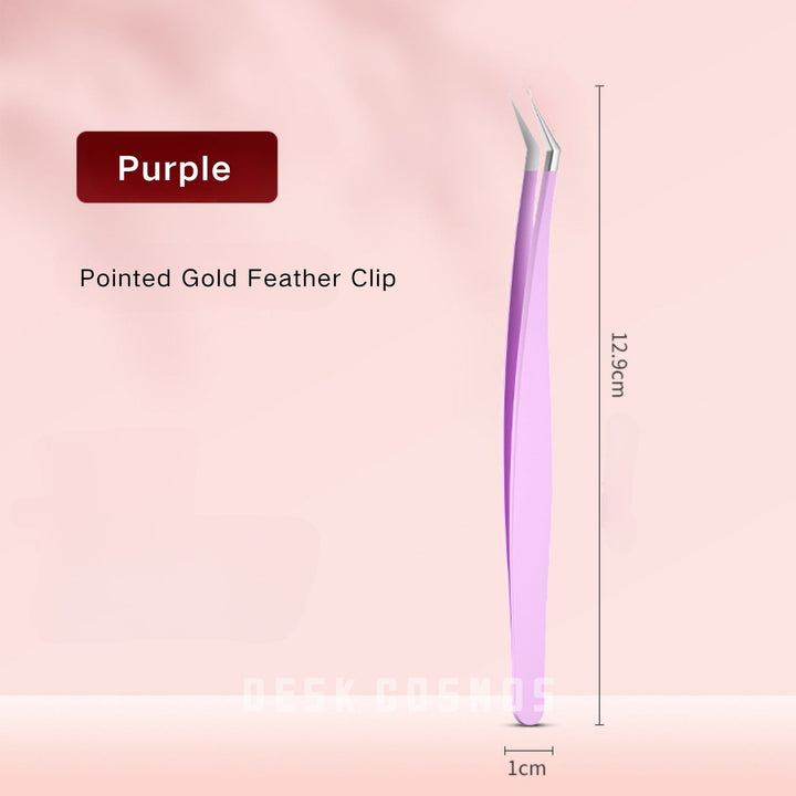 Purple Pointed Gold Feather Clip