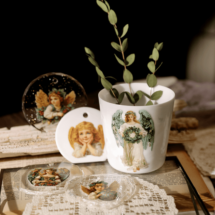 Christmas Angel Vintage Transfer Stickers - Desk Cosmos