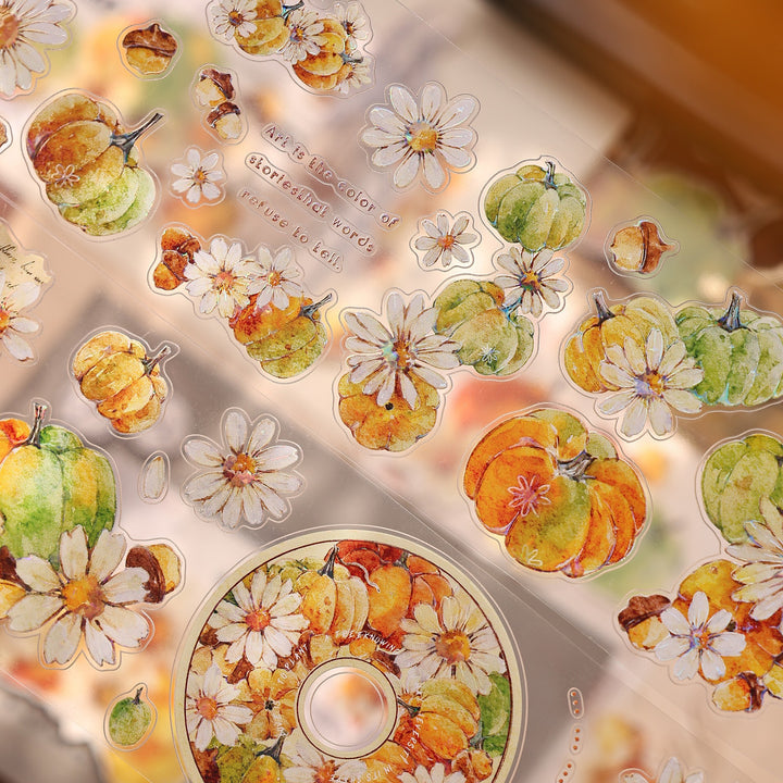 Vintage Pumpkin Floral Die - cut PET Tape - Desk Cosmos