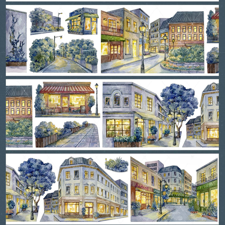 Midnight Cityscape Die - cut PET Tape - Desk Cosmos