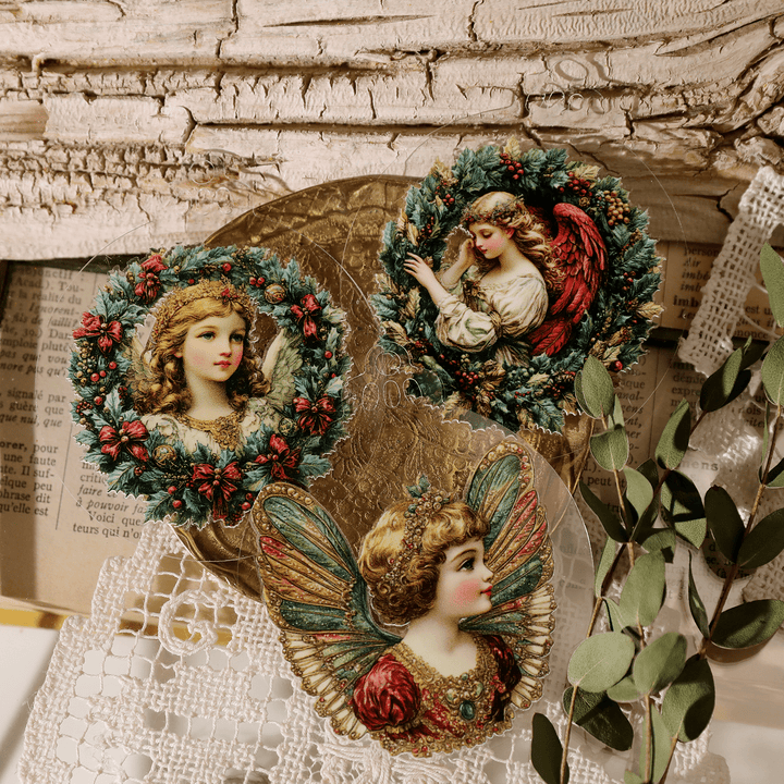 Christmas Angel Vintage Transfer Stickers - Desk Cosmos