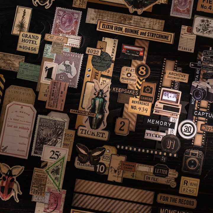 Vintage Stickers – Film, Insects, Frames, Butterflies, Stamps - Desk Cosmos