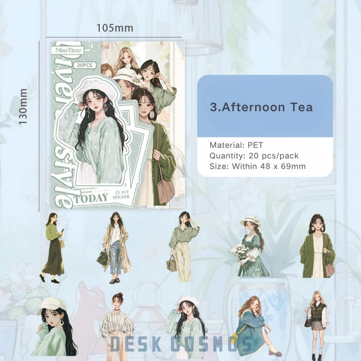 Captured Moments Afternoon Tea PET Stickers Retro Look