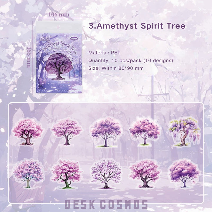 Beautiful Dreams and Shadows Purple Crystal Tree Fantasy PET Stickers
