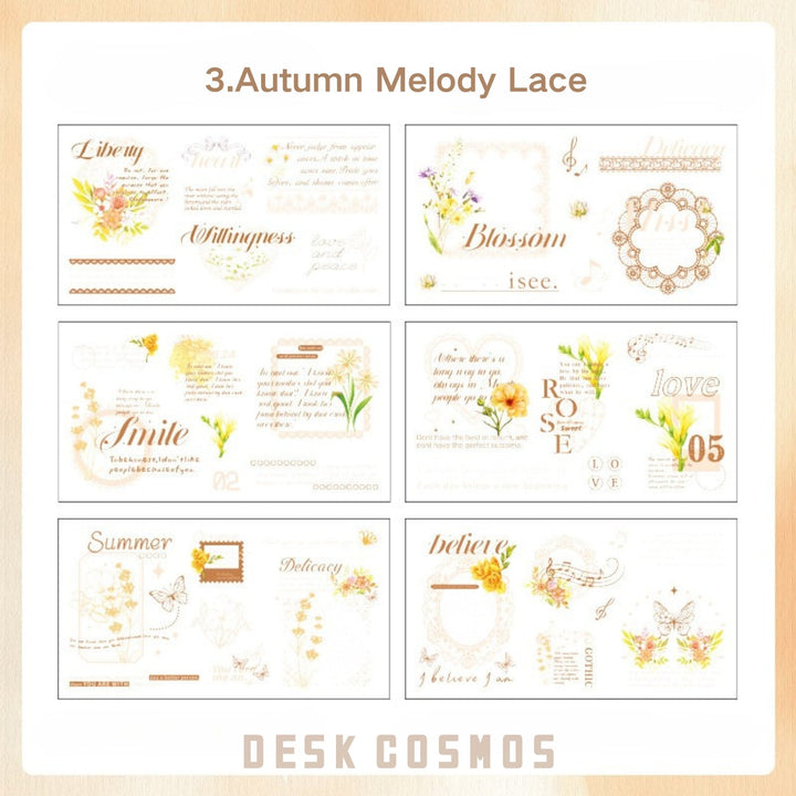 Delicate Threads Autumn Charm Lace PET Border Stickers Vintage Warm Tones