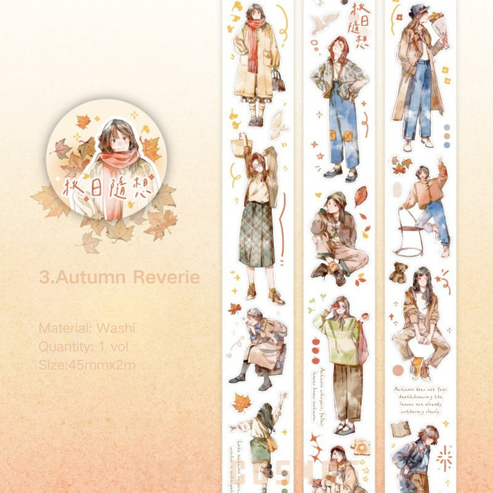 Echoes of Four Seasons Autumn Reverie Characters Vintage Style