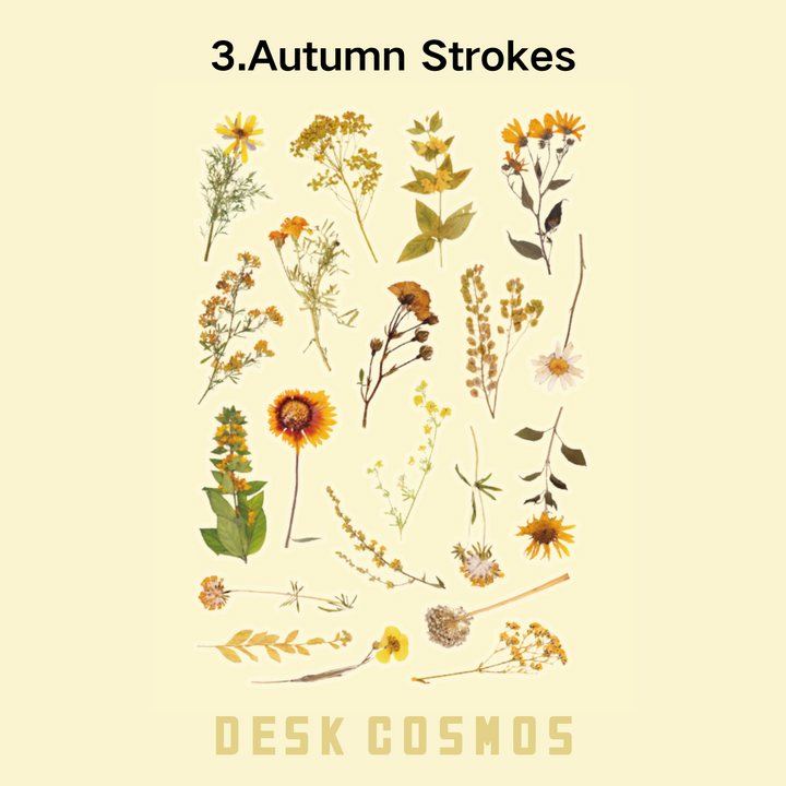 Romantic Language Autumn Brush Flower Sticker Nature Texture