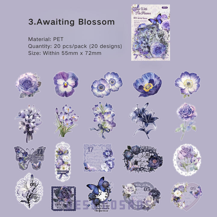 Sleep With Flowers Series PET flower stickers for scrapbooking