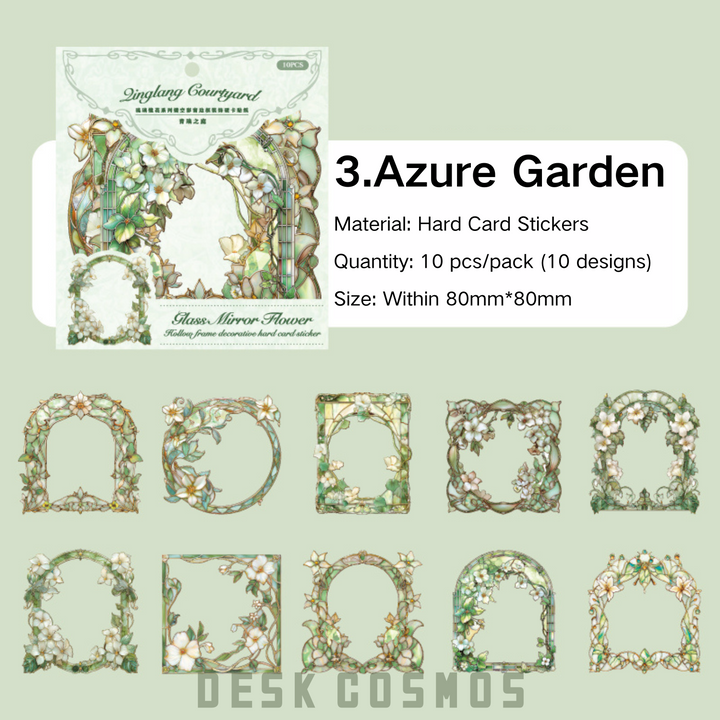 Travel Time Green Garden Floral Window Border Stickers Retro Aesthetic