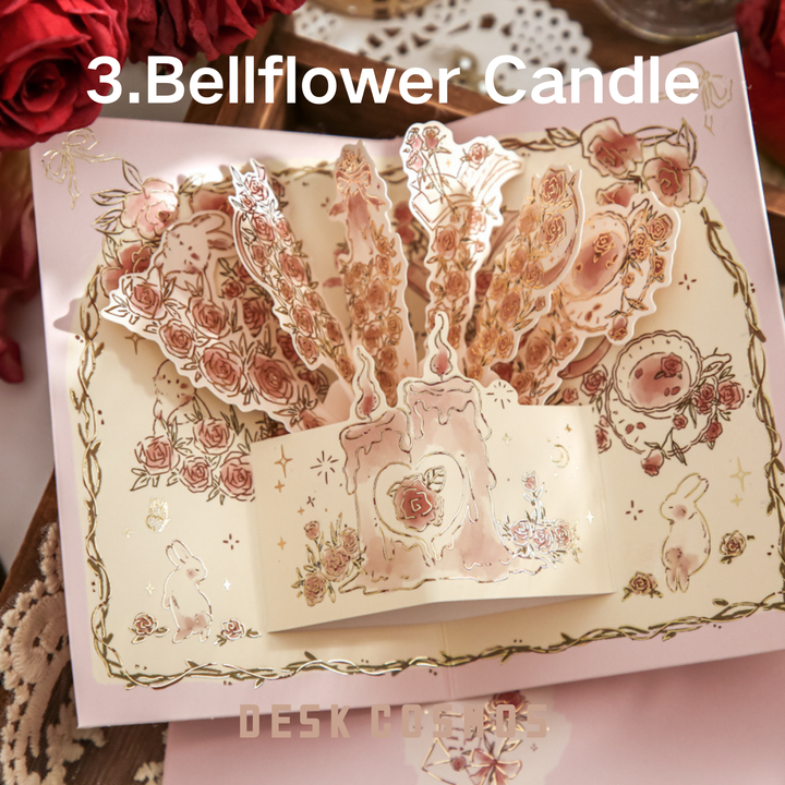 Bellflower Candle 3D Greeting Card | Floral Decorated Birthday Greeting Card