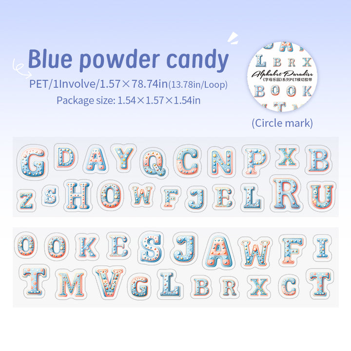 Alphabet Paradise Blue Powder Candy Letter Tape Soft Cute Aesthetic