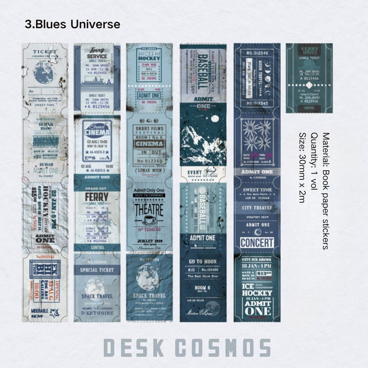 Vintage Ticket Book Paper Stickers - Desk Cosmos