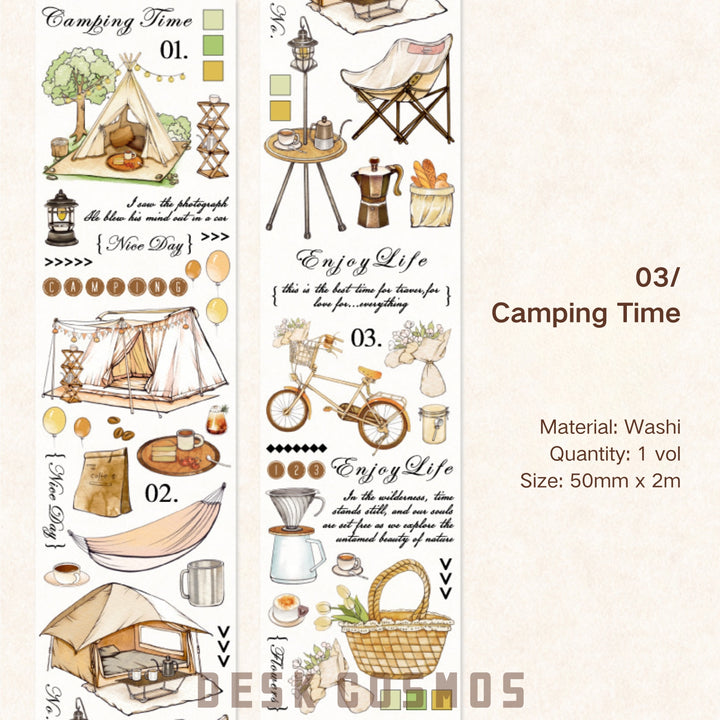 Flowers All The Way Camping Time tape outdoor vintage decor