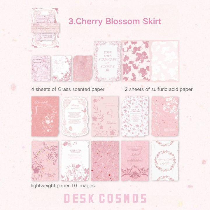 Flower Branch Language Cherry Blossom Skirt Embossed Craft Paper Vintage Style