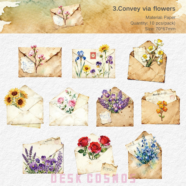 Vintage Letter Stickers – Butterfly, Feather, Leaf, Flower - Desk Cosmos