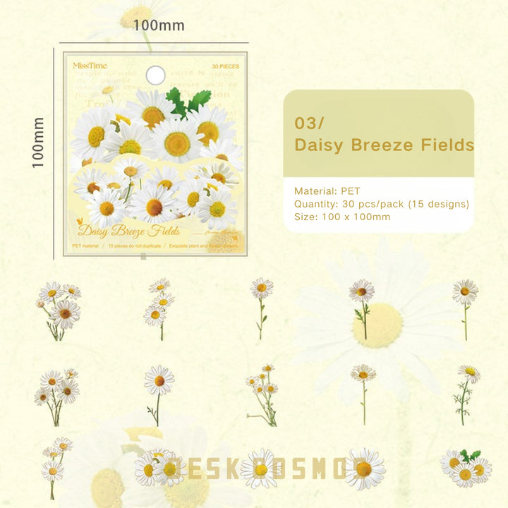 Plant PET Stickers Poetry Leaf Series PET material clear look