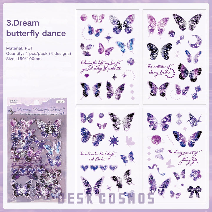 Romantic PET Stickers Graceful Butterflies for notebook customization