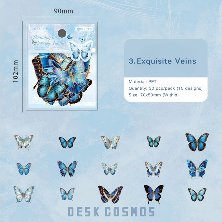 Roaming on Butterfly Island PET Stickers Butterfly Theme For Scrapbook Lovers