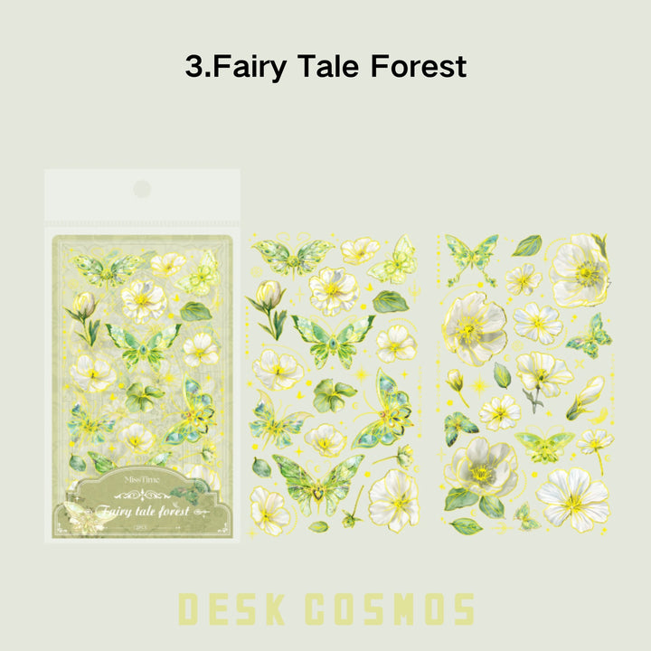 Butterfly dance flying flower Fairy Tale Forest vintage stickers