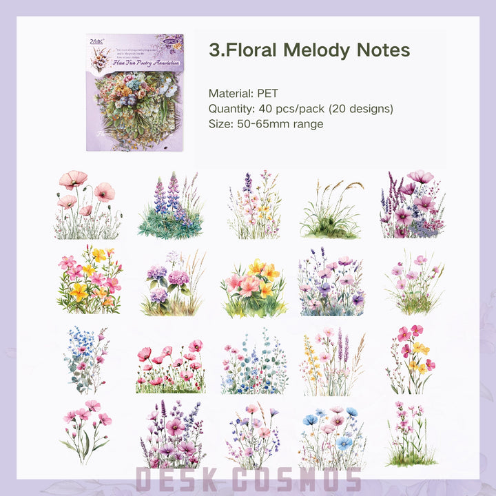 Four Seasons Floral Scenery Floral Stickers for Background Decoration