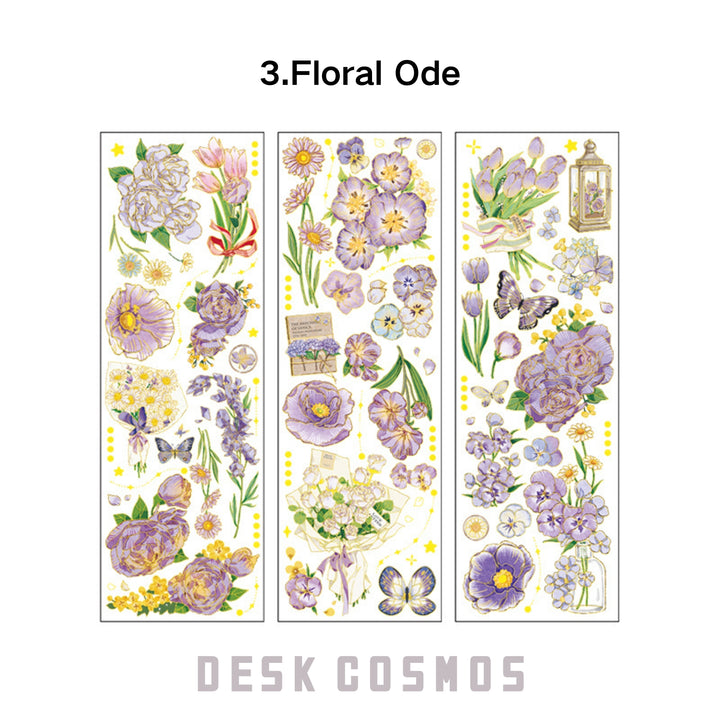 Four Seasons Messenger Huafu Romantic Flower PET Stickers