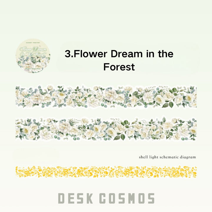 Blossom Dream Series Elegant Floral PET Tapes for Gift Wrapping