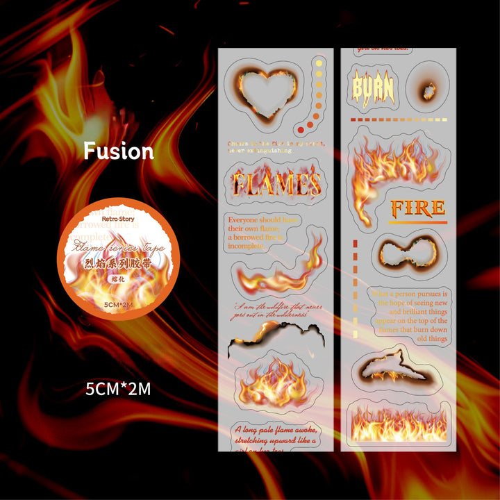 Flame Series PET Tapes Text Colorful Design