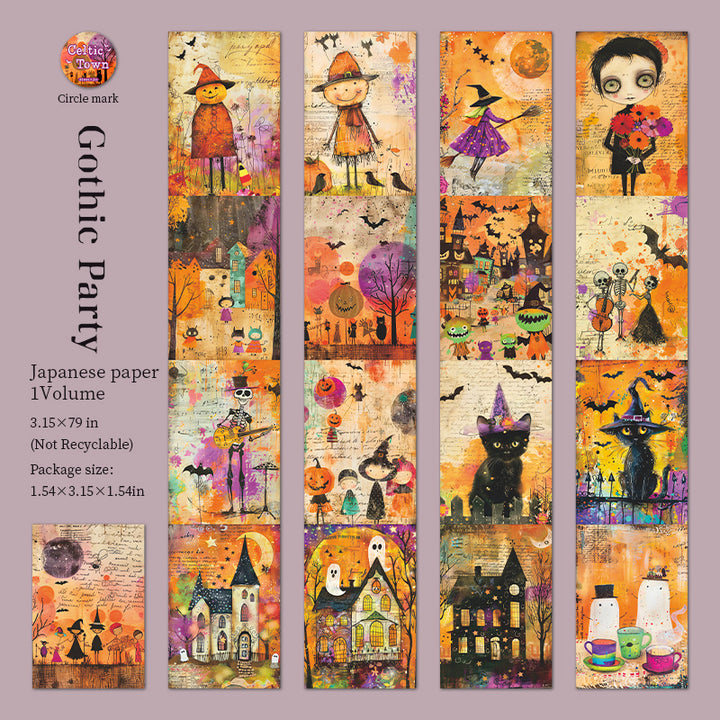 Celtic Town Gothic Halloween Washi Tape Art Scrapbook Perfect for Creative Journal