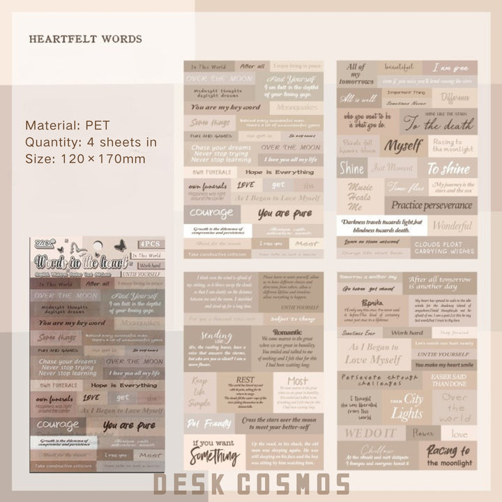 English Chattering Background Stickers PET Retro Texture