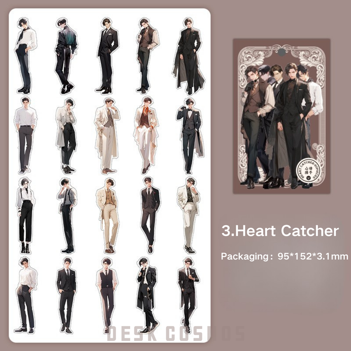 Image of the Heart Catcher style handmade journal stickers, stylish character stickers that capture heart - fluttering moments