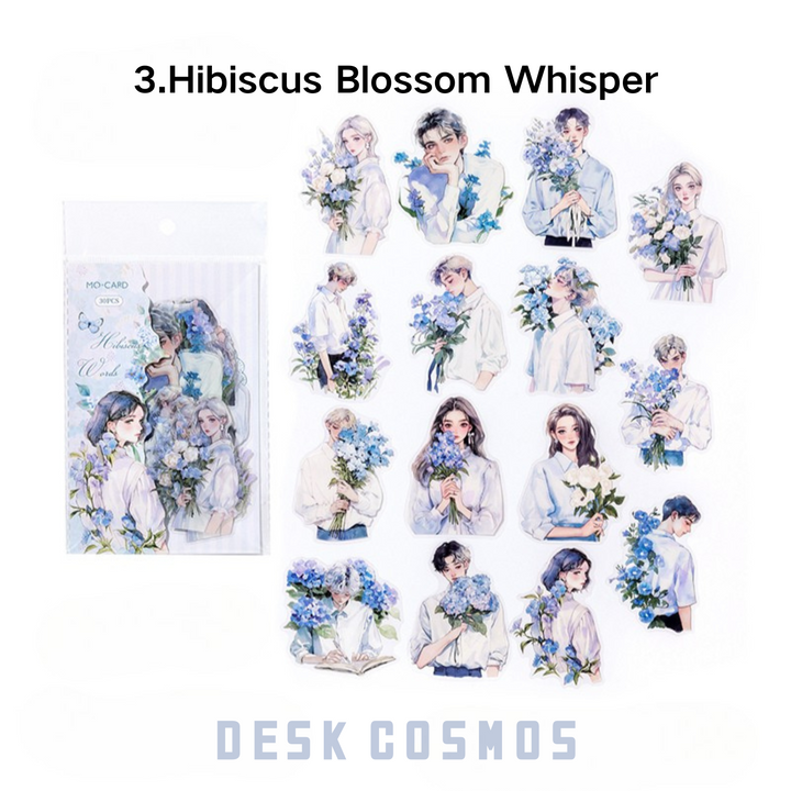 In the Mood for Love Series Hibiscus Blossom Whisper Watercolor Stickers