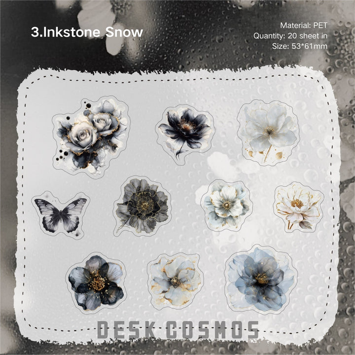 Romantic PET Stickers Glass Petal Floral Scrapbook Supplies