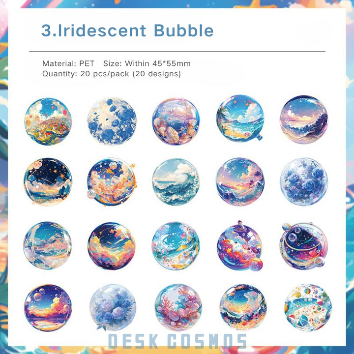 Jinxiu Glass Iridescent Bubbles Colorful Fantasy PET Stickers