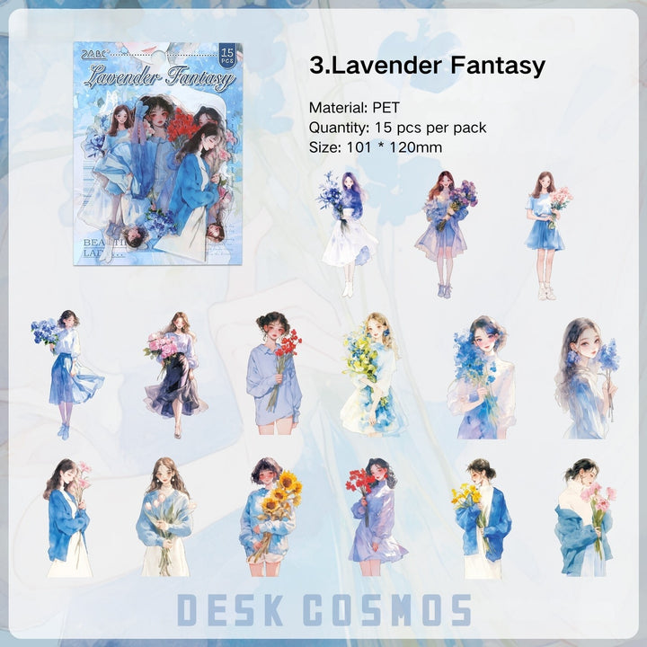 Charming Lady Romantic Flower PET Stickers Scrapbooking DIY