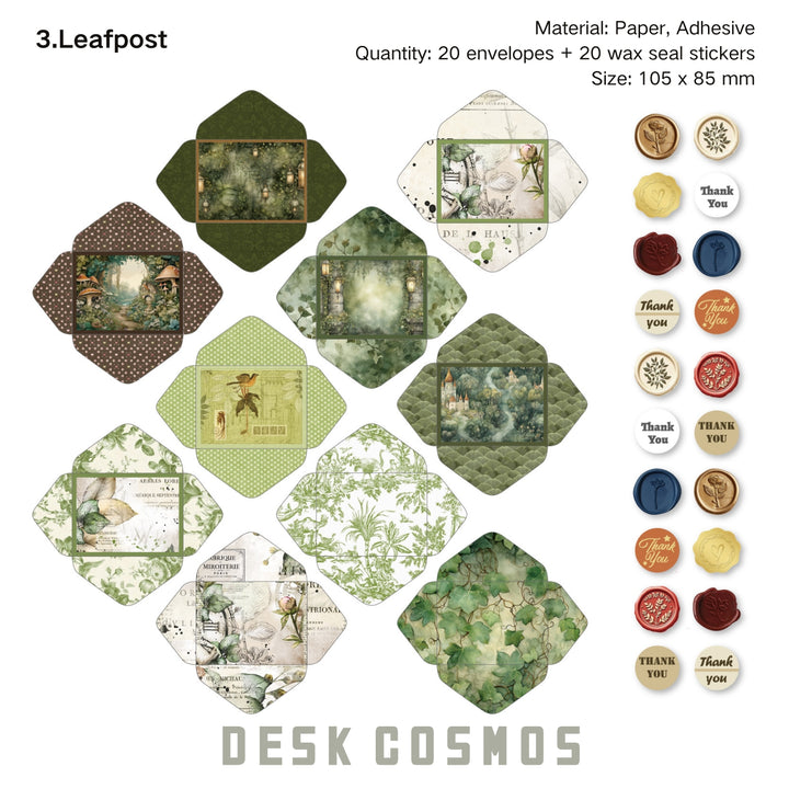 Vintage Envelope and Wax Seal Sticker Set - Desk Cosmos