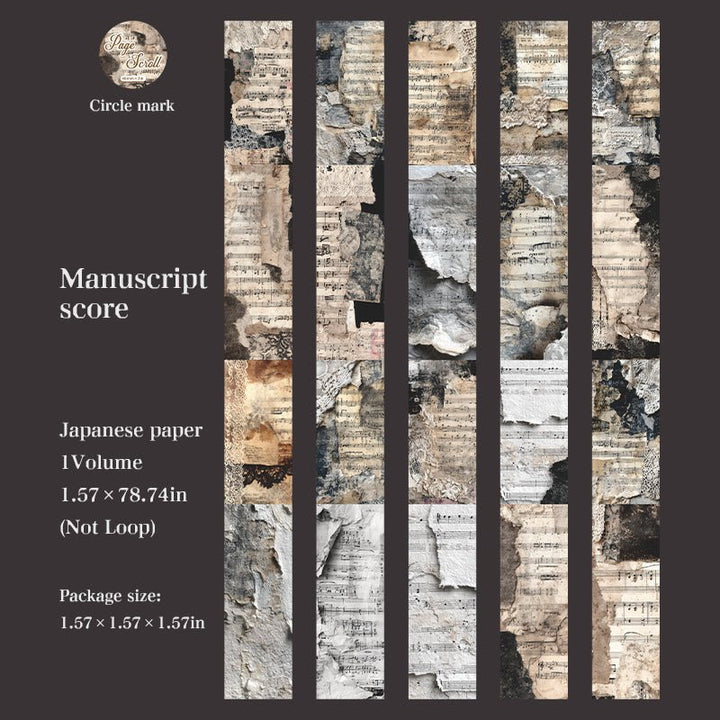 Vintage Washi Tape – Characters, Sheet Music, Manuscripts, Roses - Desk Cosmos