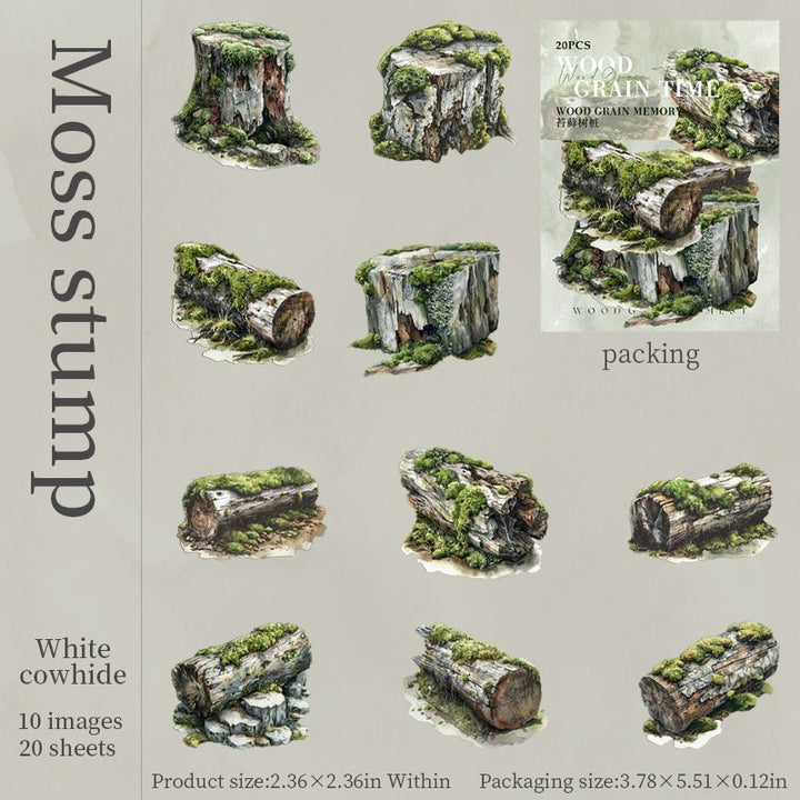 Wood Grain Time Tree Stump Scenery Stickers Suitable for Scrapbook