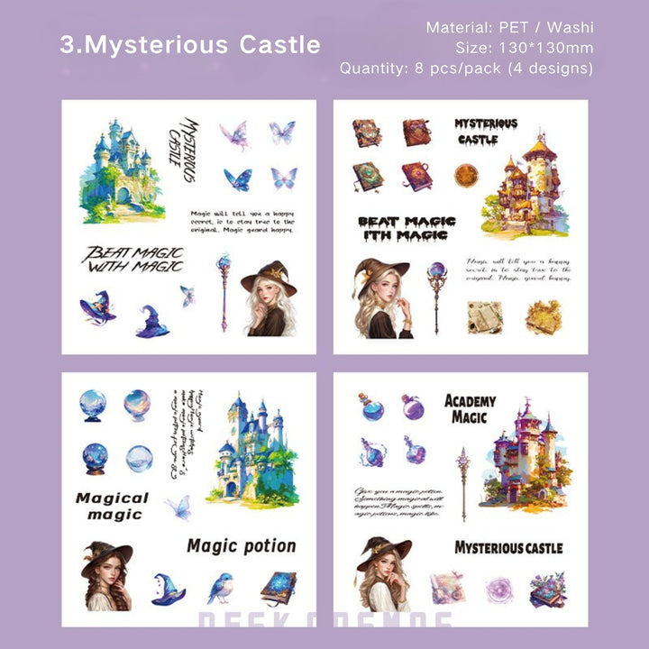 Vintage Stickers Quiet Courtyard Series Soft Toned Retro PET Set