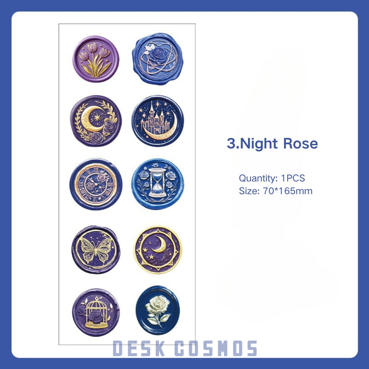 Time Soliloquy Night Rose Wax Sticker Romantic Dark Floral