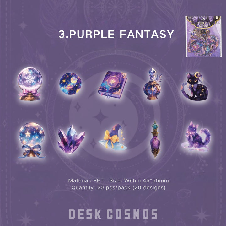 Jinxiu Glass PURPLE FANTASY Cold Foil Gothic PET Stickers