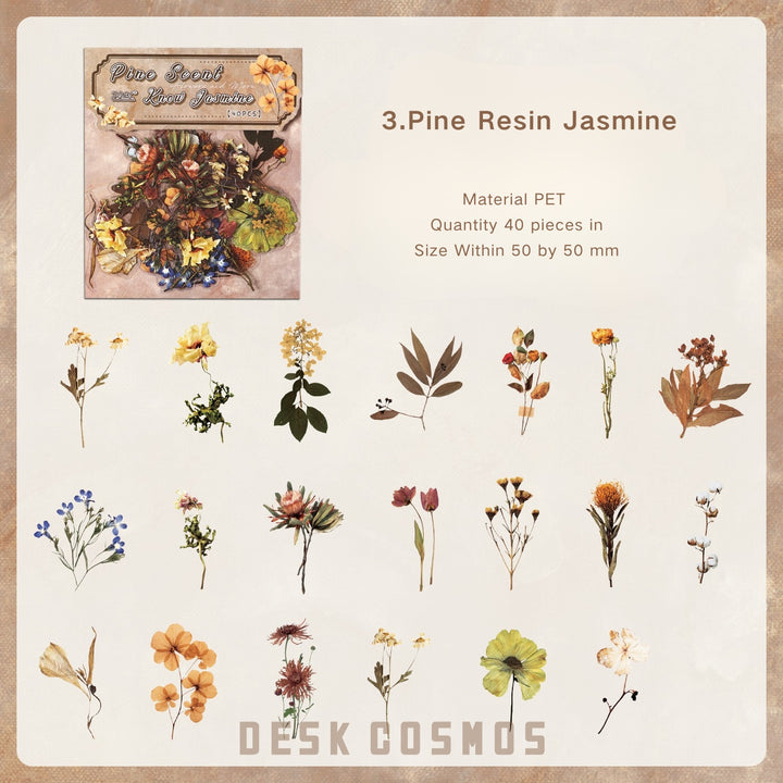 Flowers Dreams PET Stickers Vintage Style Suitable For Journal Lovers