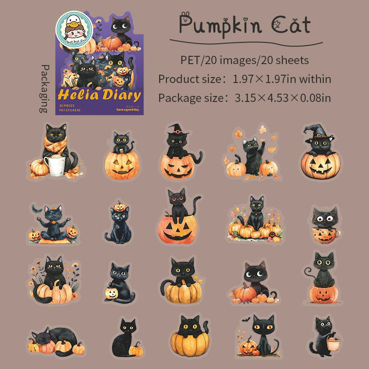Helia Diary Halloween Cat PET Stickers Animals Cute