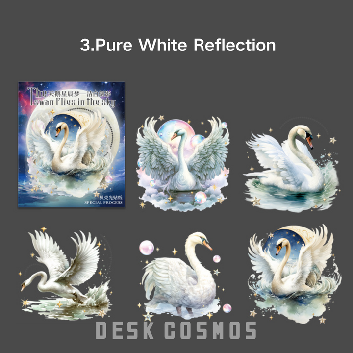 Swan Star Dream Pure White Reflection Stickers for Craft Projects