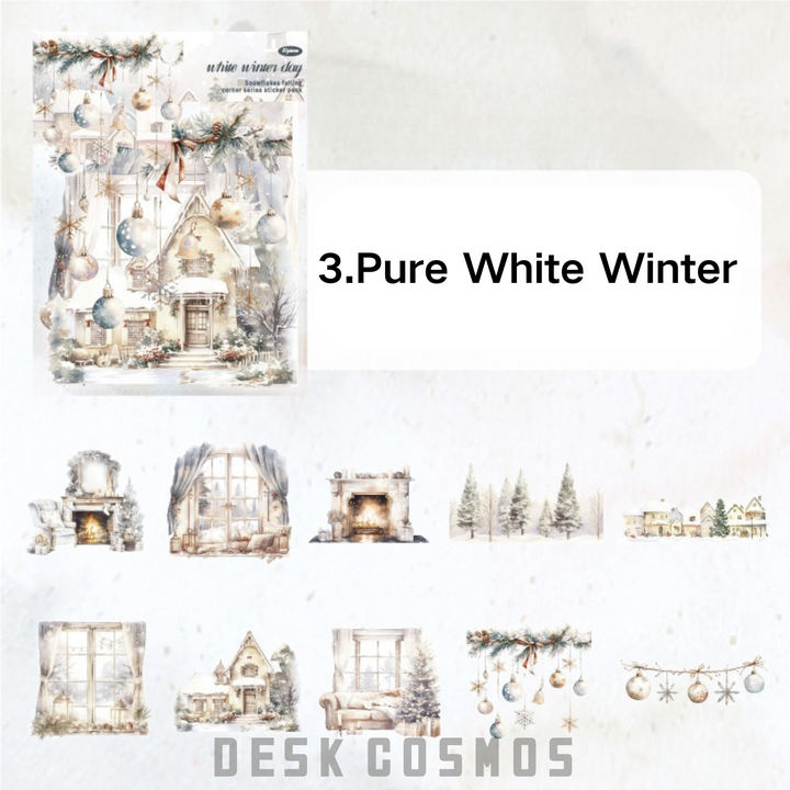 Winter Cottage Series Pure White Winter PET Stickers