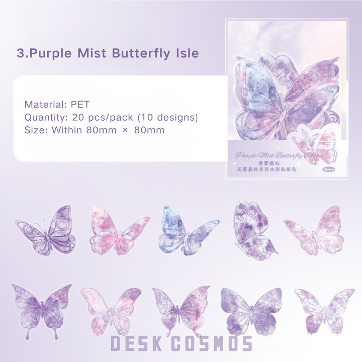Forest Mist Flower Stickers Transparent Aesthetic Stationery