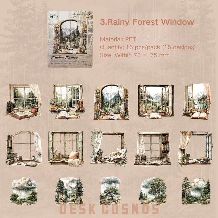 Window Scenery Weather PET Stickers - Desk Cosmos