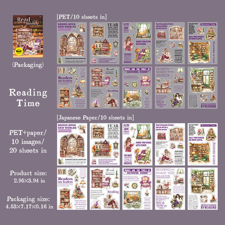 Reading Weekly PET Washi Stickers For Memory Keeping