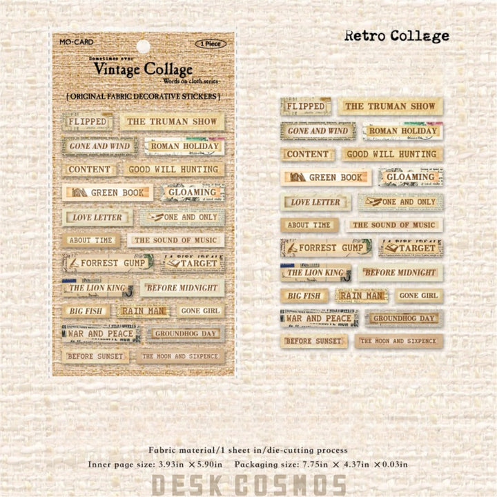 Cloth Stickers Words on Cloth Pastel Tone Look